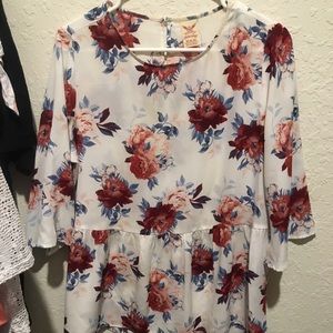 floral quarter sleeve shirt